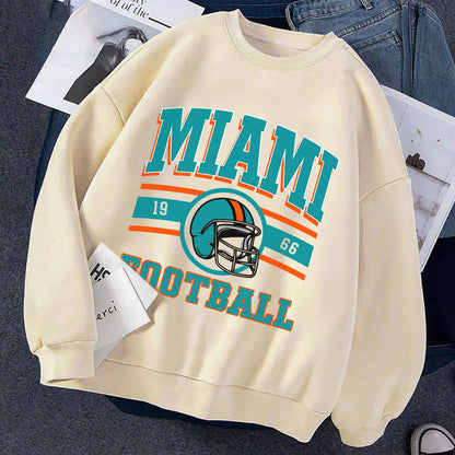 Miami FOOTBALL Sweatshirt, Miami FOOTBALL Shirt Retro Style 90s Vintage Unisex Crewneck, Graphic Tee Gift For Football Fan Sport