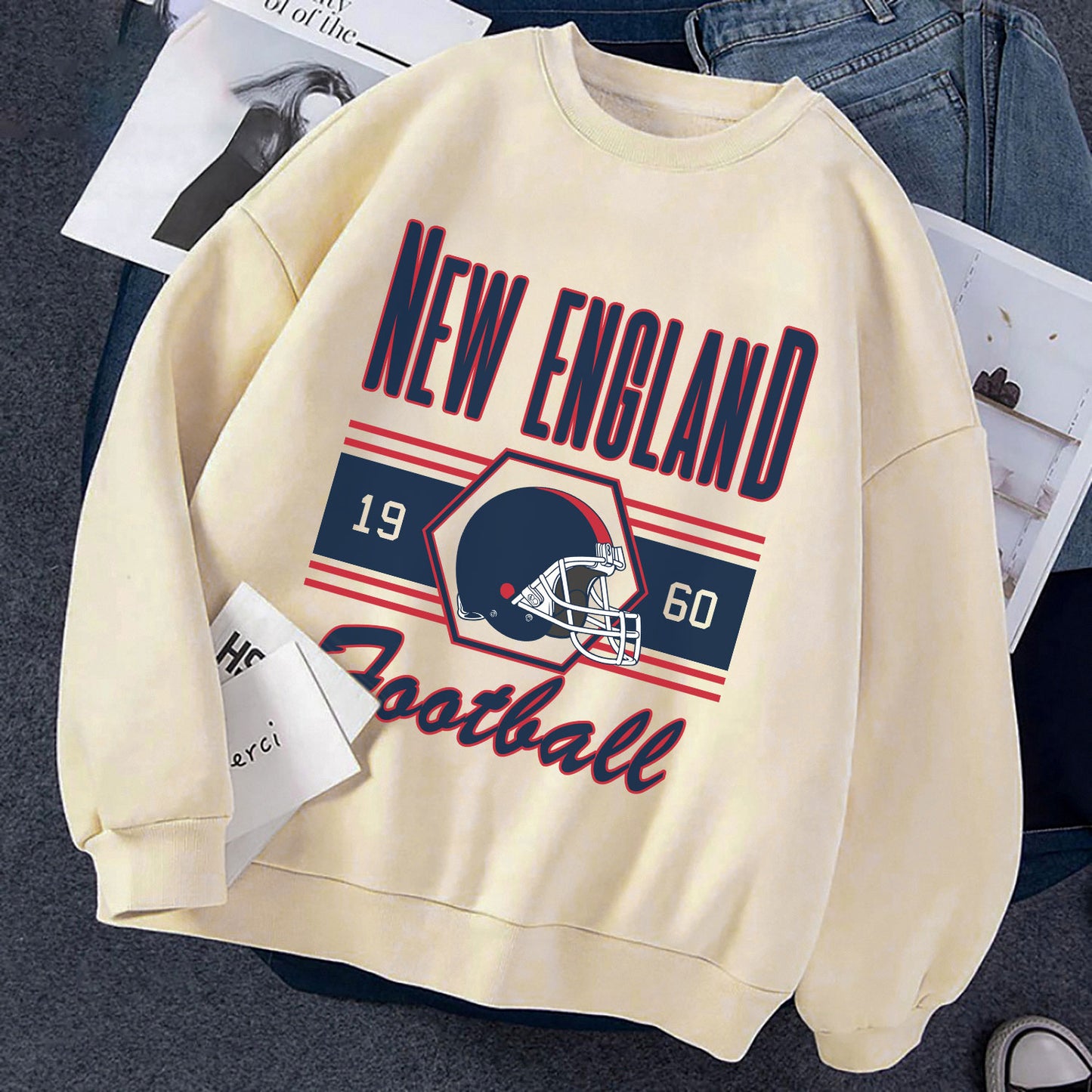 New England FOOTBALL Sweatshirt, New England FOOTBALL Shirt Retro Style 90s Vintage Unisex Crewneck, Graphic Tee Gift For Football Fan Sport