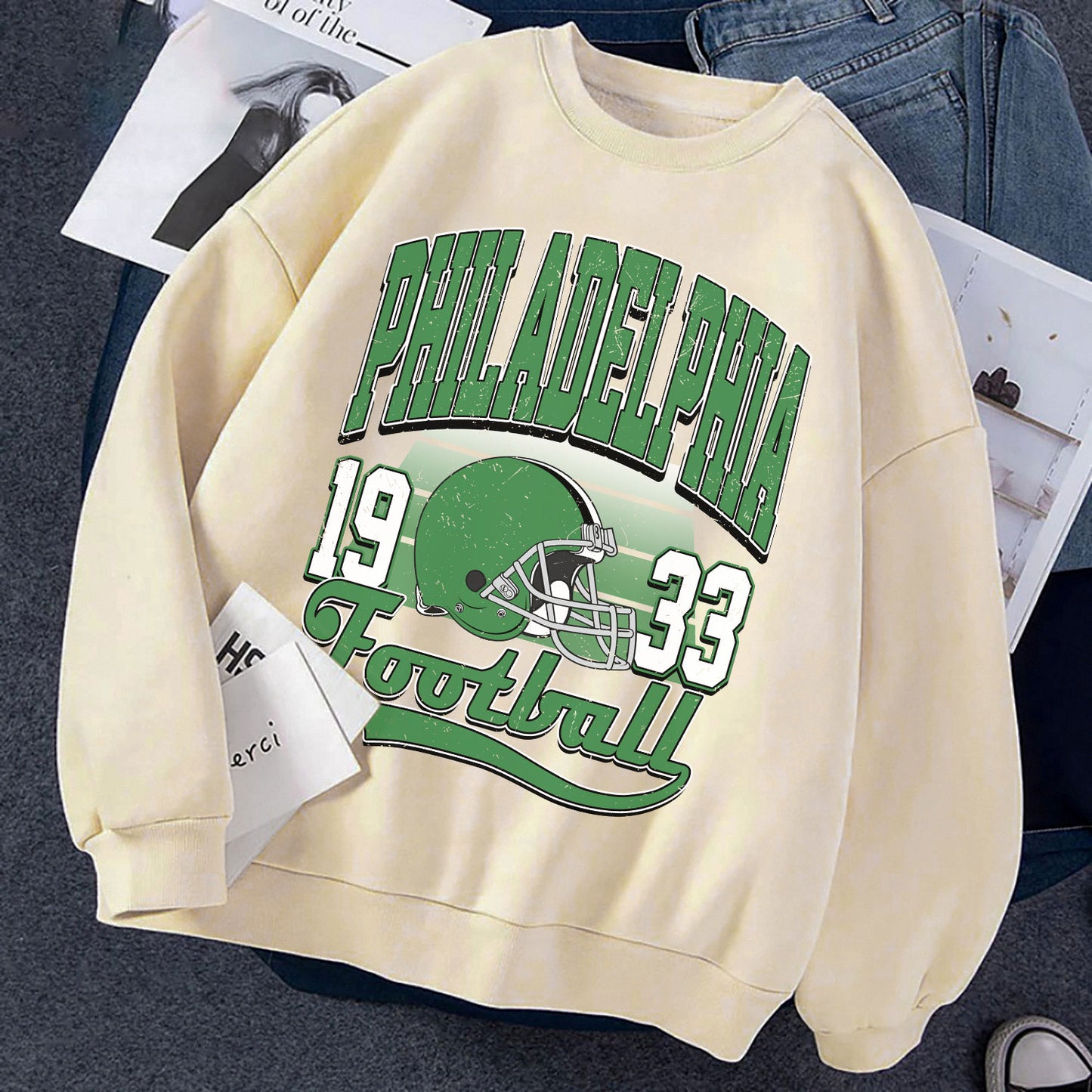 PHILADELPHIA 1933 FOOTBALL Sweatshirt, PHILADELPHIA 1933 FOOTBALL Shirt Retro Style 90s Vintage Unisex Crewneck, Graphic Tee Gift For Football Fan Sport
