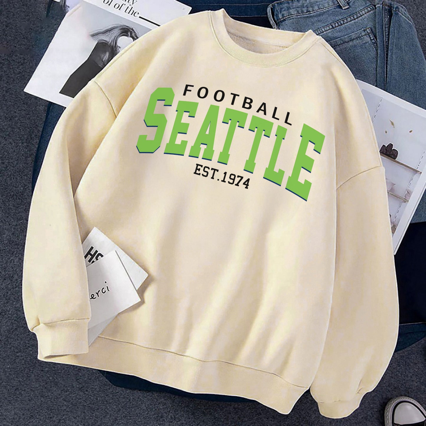 Seattle Seahawks Football Sweatshirt, Seattle Seahawks Football Shirt Retro Style 90s Vintage Unisex Crewneck, Graphic Tee Gift For Football Fan Sport