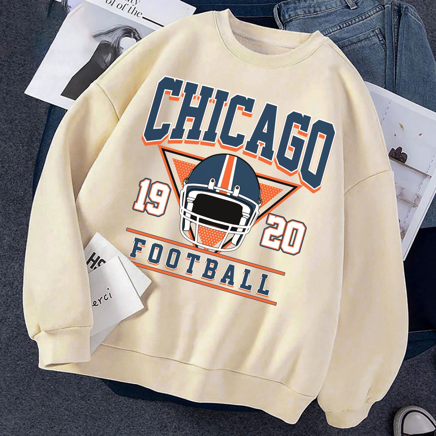 Chicago 1920 Football Sweatshirt, Chicago 1920 Shirt Retro Style 90s Vintage Unisex Crewneck, Graphic Tee Gift For Football Fan Sport.