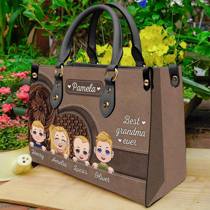 Best Grandma Ever - Personalized Grandma Leather Handbag