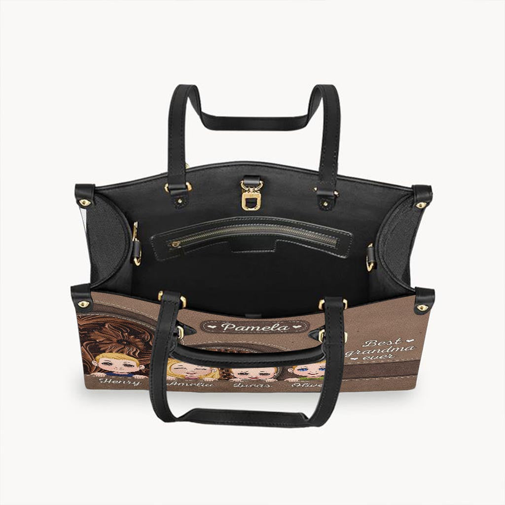 Best Grandma Ever - Personalized Grandma Leather Handbag