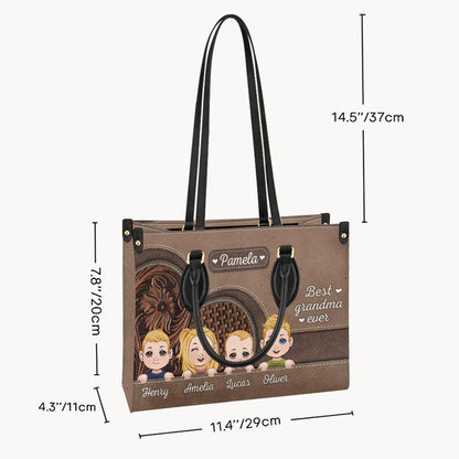 Best Grandma Ever - Personalized Grandma Leather Handbag
