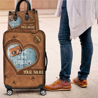 Adventure Awaits - Personalized Travelling Leather Handbag & Luggage Cover