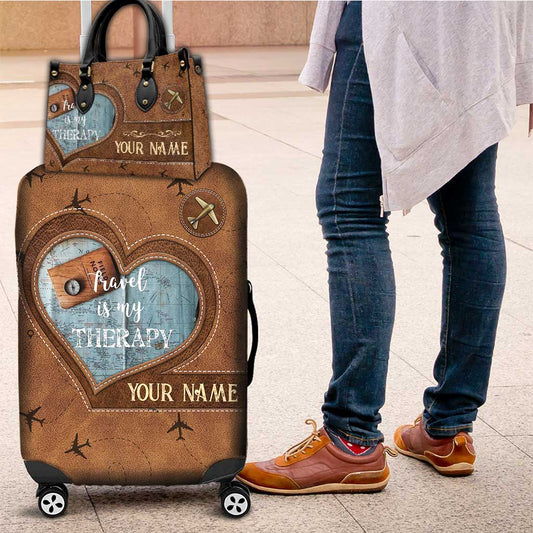 Adventure Awaits - Personalized Travelling Leather Handbag & Luggage Cover