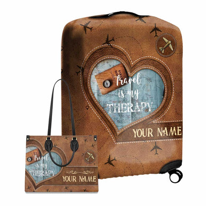 Adventure Awaits - Personalized Travelling Leather Handbag & Luggage Cover