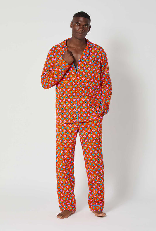 BedHead x Mr. Turk Daisy Foulard Men's Long Sleeve Classic Stretch Jersey Pj Set