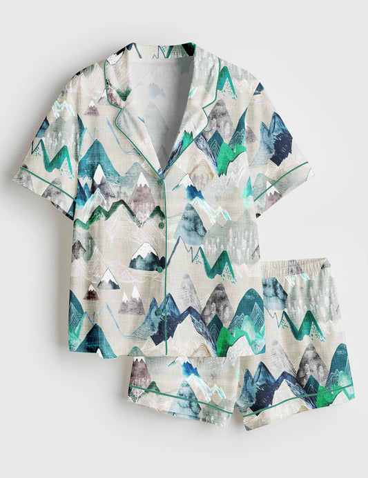 Women’s Call Of The Mountains Short Sleeve Satin Pajama Set