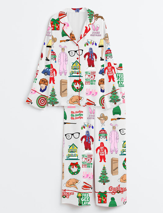 Women’s A Christmas Story Movie Long Sleeve Satin Pajama Set