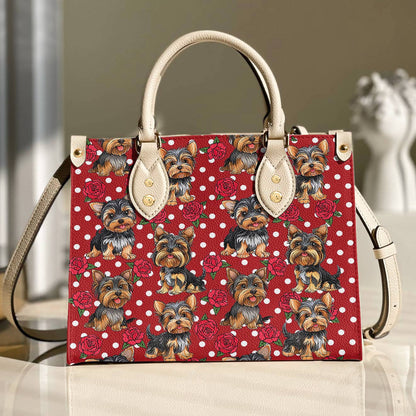 Leather Bag Rosy Yorkie Charm
