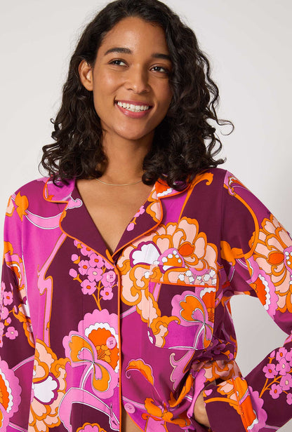 BedHead X Trina Turk Apache Plume Long Sleeve Classic Stretch Jersey Pj Set