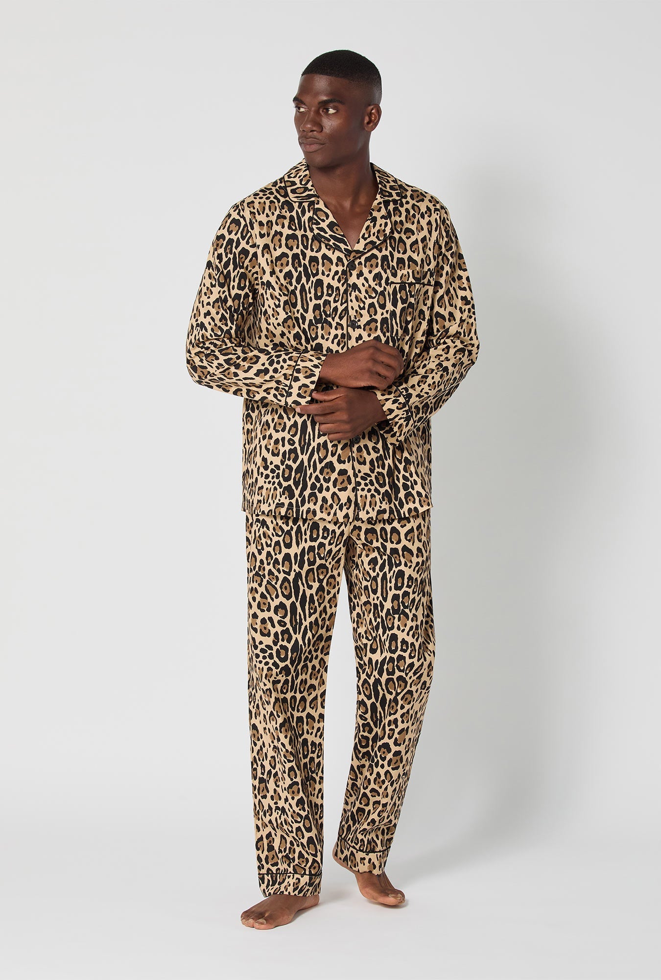BedHead X Mr. Turk Jaguar Stripe  Men's Short Sleeve Classic Woven Cotton Poplin Pj Set