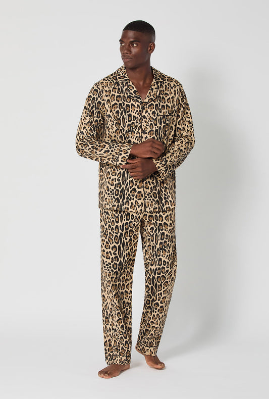 BedHead X Mr. Turk Jaguar Stripe  Men's Short Sleeve Classic Woven Cotton Poplin Pj Set