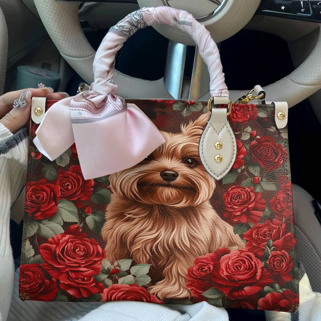 Yorkie Leather Bag Scarlet Rose Yorkie