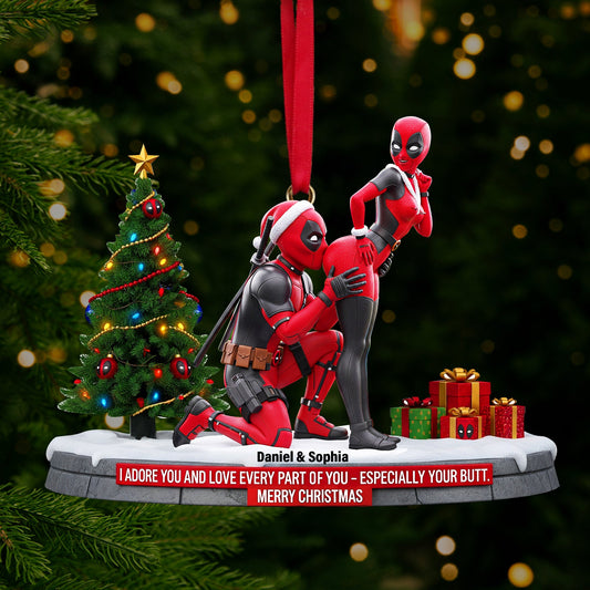 Funny Red Masked Couple Ornament - Personalized Gifts For Couple