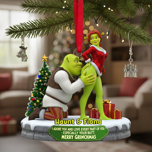 Cheeky Kisses Couple Ornament - Personalized Christmas Gifts For Couple