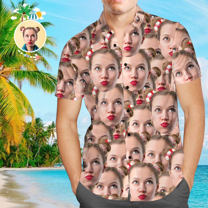 Custom Face Hawaiian Shirt Men's All Over Print Hawaiian Shirt Personalized Father's Day Shirt Gift for Dad