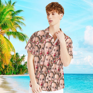 Custom Face Shirt with Name Men's Hawaiian Shirt Face Mash