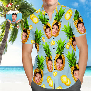 Hawaiian Shirt Pineapple Hawaiian Shirt with Face Custom Tropical Shirts Father's Day Shirt Gift for Dad