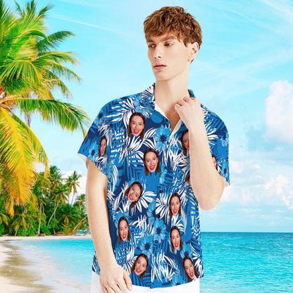 Léine Aghaidh an Chustaim le Léine Haváíais na bhFear Téacs do Bhuachaill nó Fear céile