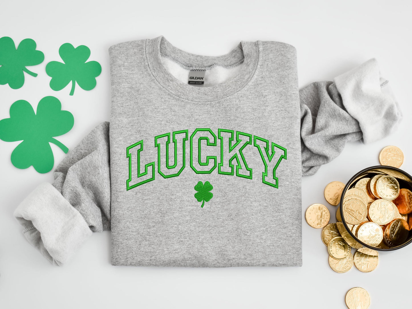Embroidered Lucky Sweatshirt, Embroidered Crewneck, Saint Patrick's Day Sweatshirt, Lucky Sweatshirt, Green Sweatshirt, Women St Patricks