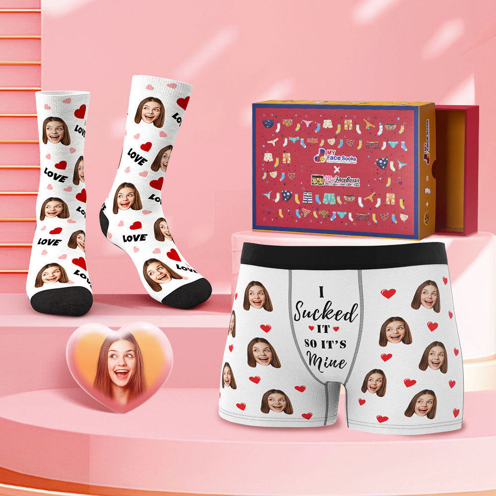 Shorts Boxer Aghaidh an Chustaim Agus Soc Set Is Socraigh Comhbhrandáil Bronntanais do Lá Fhéile Vailintín é