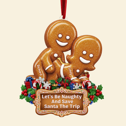 Naughty Gingerbread Couple Christmas Ornament - Personalized Gifts For Couple