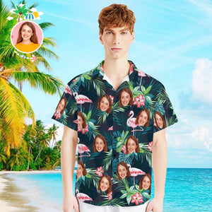 Wedding Gifts, Custom Photo Hawaiian Couple Shirts Personalised Face Hawaiian Shirt Gift Flamingo Flower