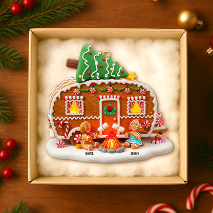 Personalized Gifts For Camping Gingerbread Couple Christmas Wooden Ornament