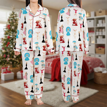 White Christmas Dance Pajama Set – Retro Holiday Pajamas | Cozy Pajama Gift Set, Cute Pajamas for My Love, Family Pajamas for Women, Men, Kids & Youth HPRPJMADL-38