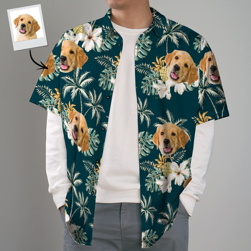 Custom Hawaiian Shirts with Pet Face Funky Vintage Hawaiian Shirt Casual Shirt for Gift