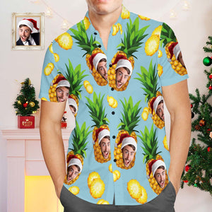 Custom Face Shirt Men's Hawaiian Shirt Big Pineapple