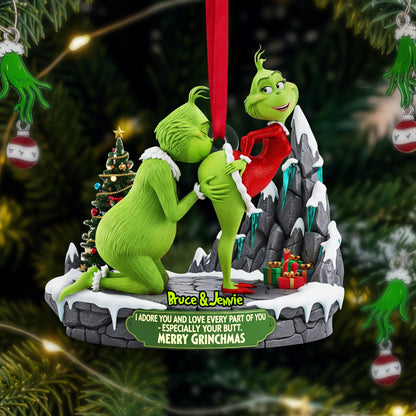 I Adore You - Personalized Christmas Gifts - Green Monster Couple Ornament