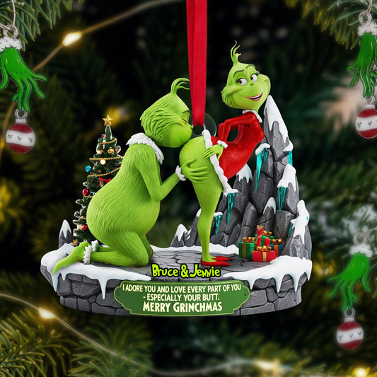 I Adore You - Personalized Christmas Gifts - Green Monster Couple Ornament