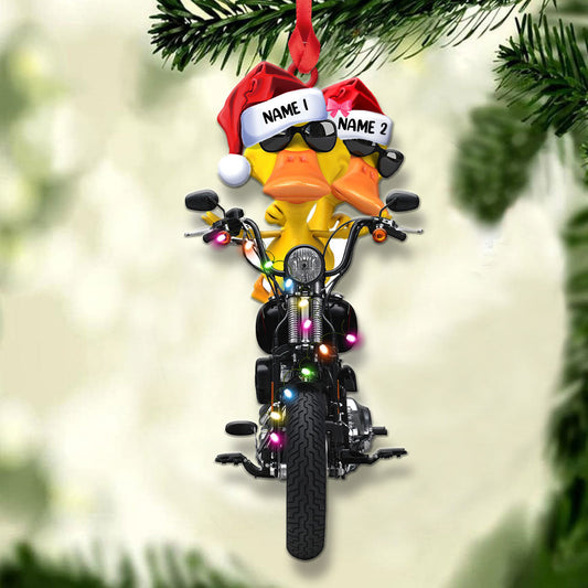 Personalized Gifts For Couple Christmas Ornament Biker Duck Couple