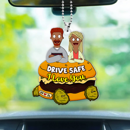 Funny Burger Couple Ornament - Personalized Christmas Car Ornament