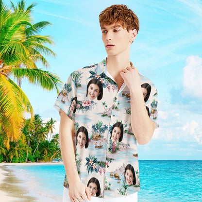 Léine Aghaidh an Chustaim le Radharc Farraige Léine Haváís na bhFear Téacs