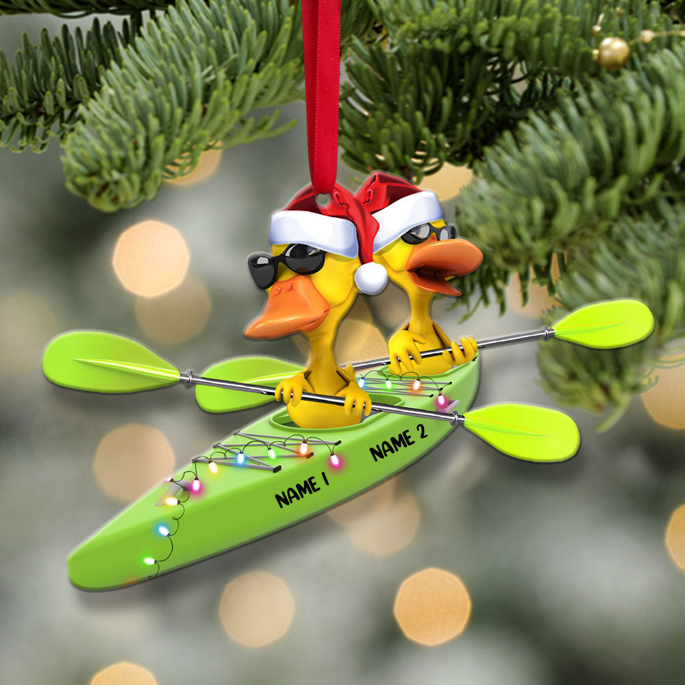 Kayaking Yellow Ducks -  Personalized Christmas Ornament - Gifts for Kayaking Lovers