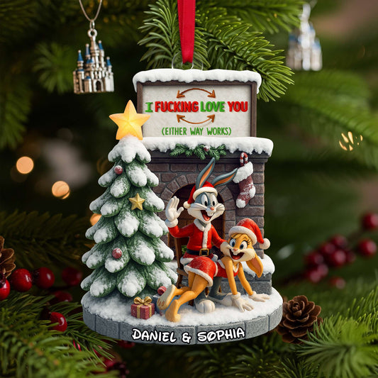 Playful Cartoon Couple Ornament - Personalized Christmas Gifts For Couple