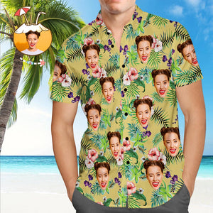 Custom Hawaiian Shirt with Dog Face Custom Tropical Shirt Personalized Hawaiian Shirt