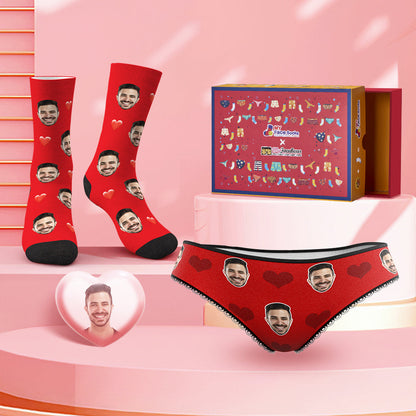 Custom Face Panties And Socks Set For Her Love Heart Co-Branding Set
