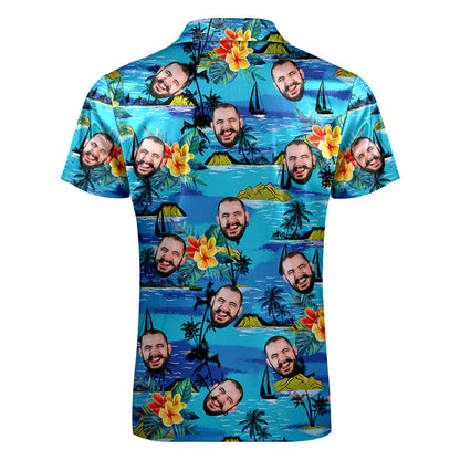 Léine Polo na bhFear Aghaidh an Chustaim le Léine Polo Greannmhar Zipper le haghaidh Buachaill nó Fear céile