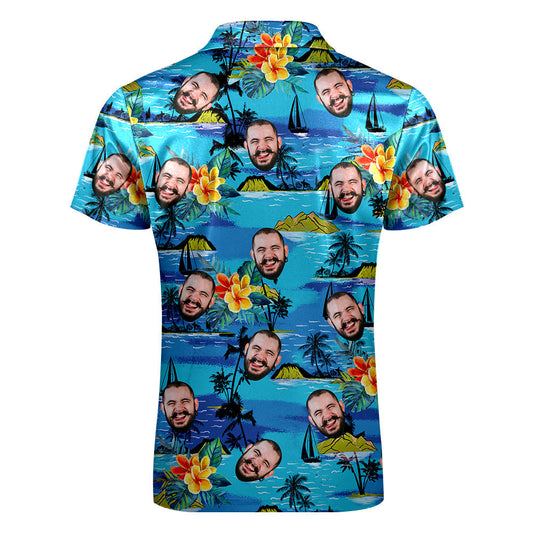 Léine Polo na bhFear Aghaidh an Chustaim le Léine Polo Greannmhar Zipper le haghaidh Buachaill nó Fear céile