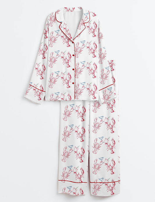 Women’s Lobster Dirty Martini Long Sleeve Satin Pajama Set