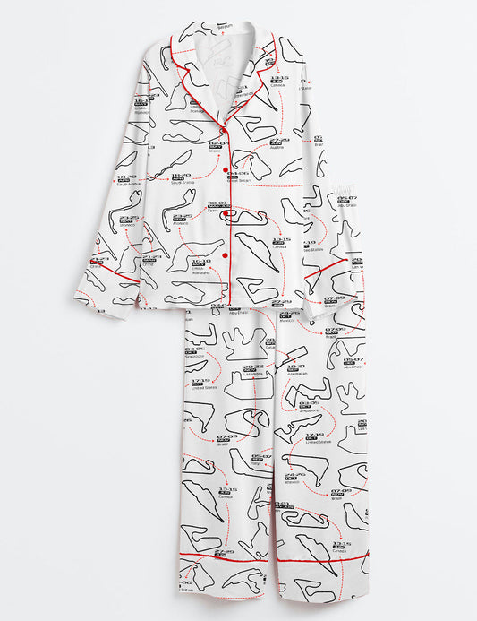 Women's 2025 Racing Car Schedule Long Sleeve Satin Pajama Set