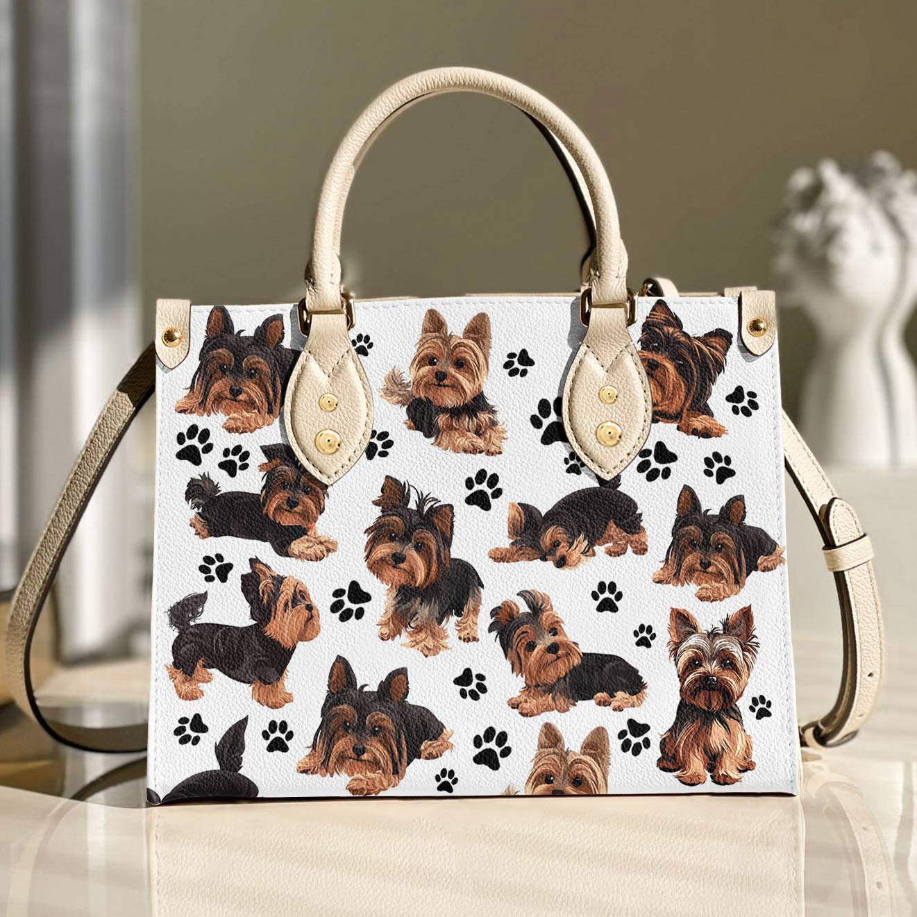 Yorkie Leather Bag Yorkie Love All Over