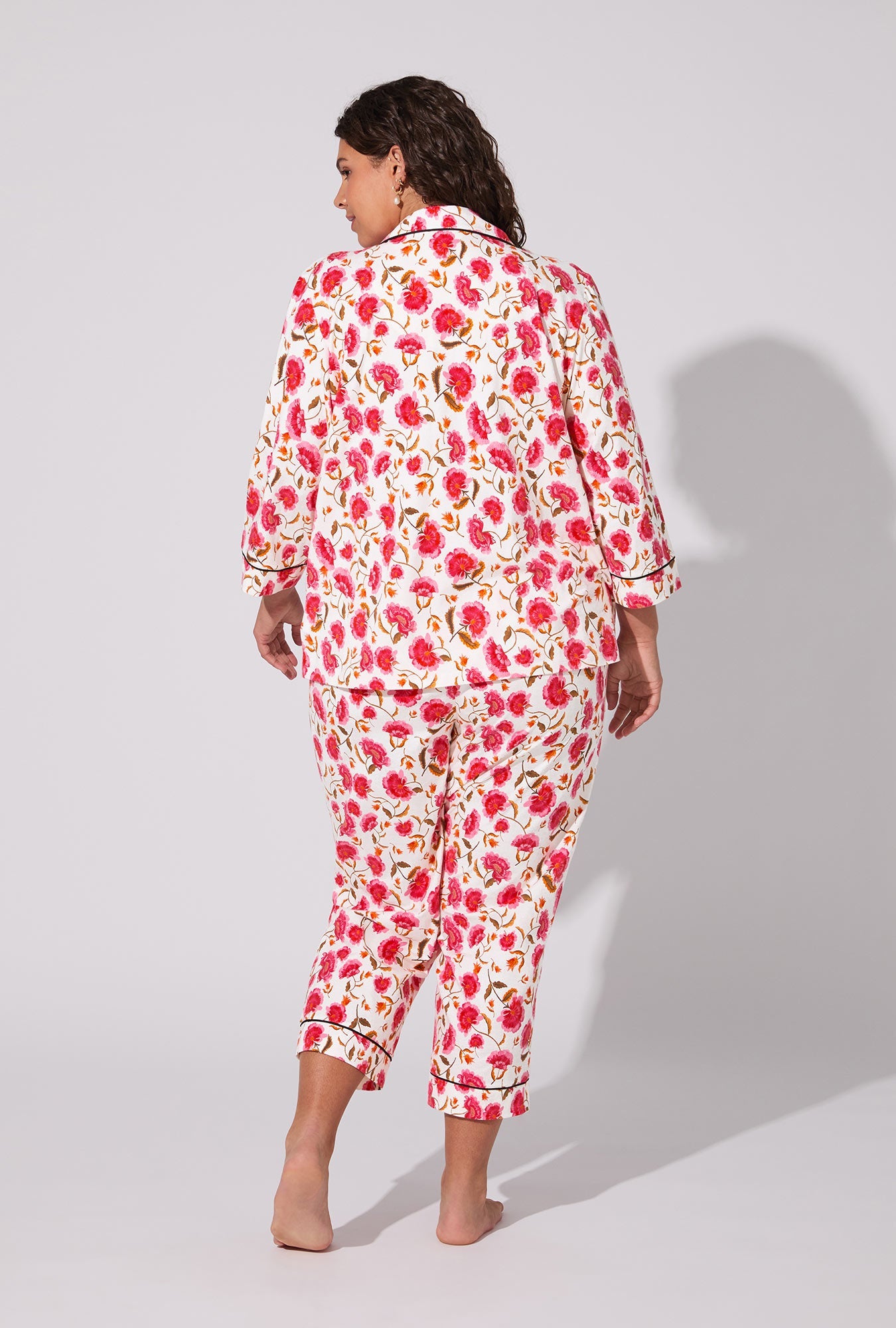 Fantasia Floral 3/4 Sleeve Classic Stretch Jersey Cropped PJ Set