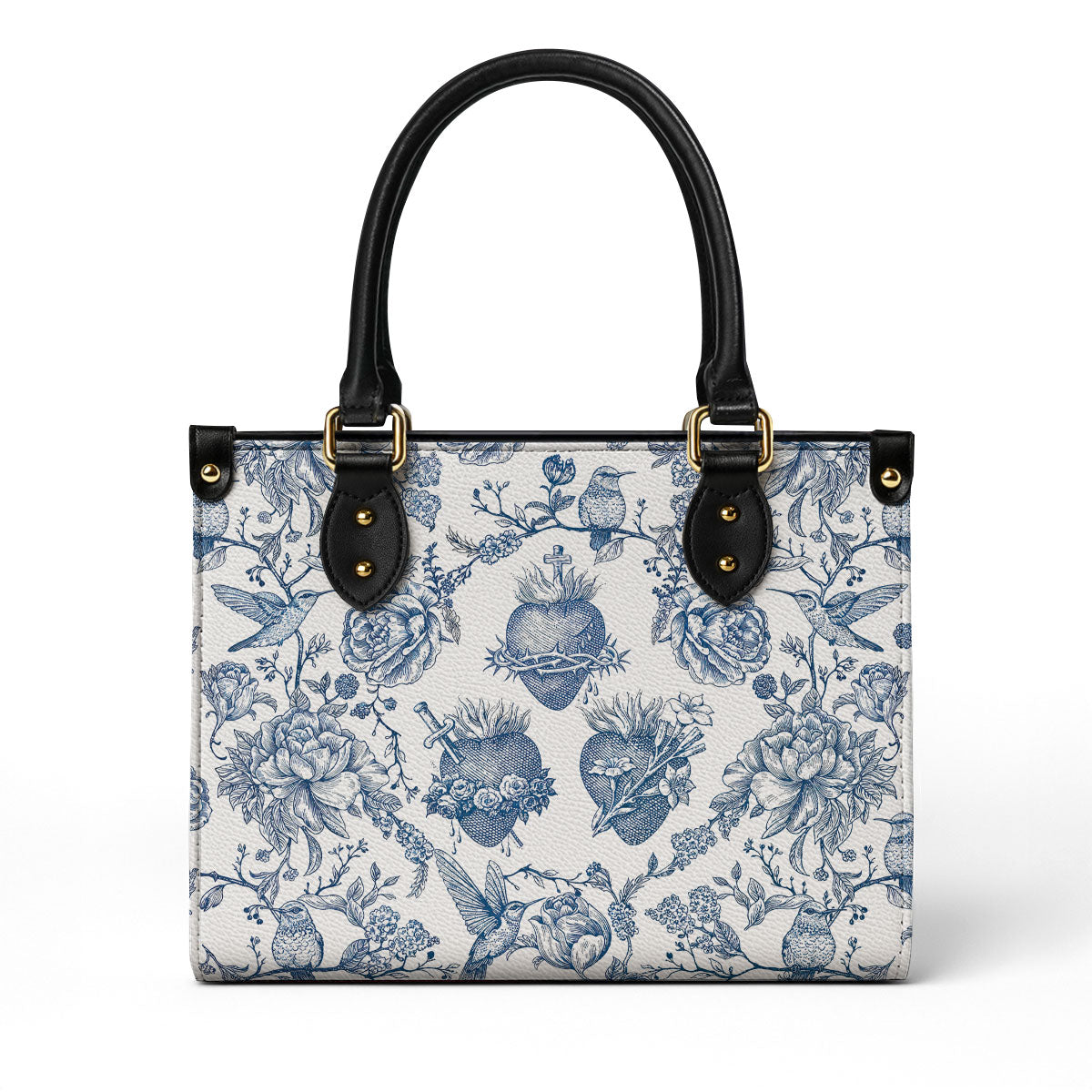 Catholight Sacred Elegance: Blue and White Devotion Leather Bag