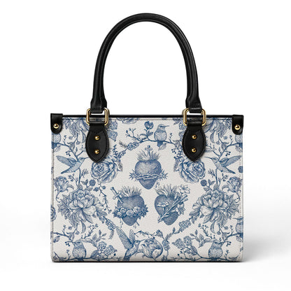 Catholight Sacred Elegance: Blue and White Devotion Leather Bag